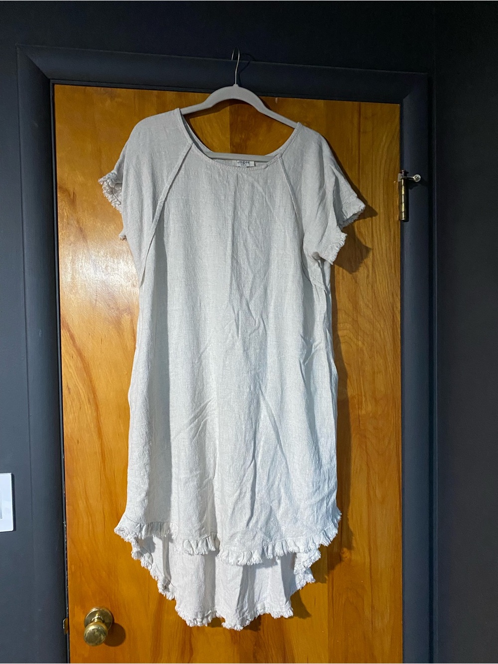 Umgee Cream Short-Sleeve Ruffle-Hem Dress